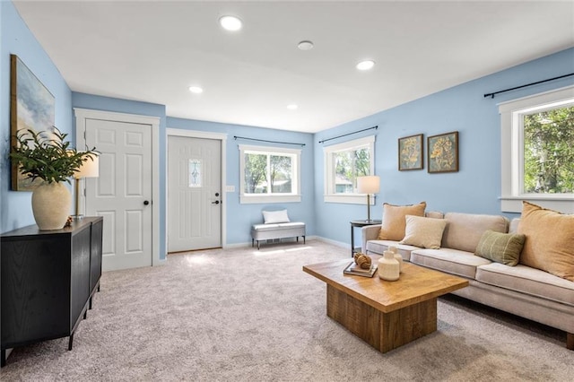119 E 1st St, Dresser, WI 54009 - living area featuring carpet flooring, recessed lighting, and baseboards
