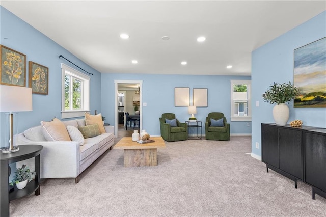 119 E 1st St, Dresser, WI 54009 - living area featuring recessed lighting, carpet flooring, and baseboards
