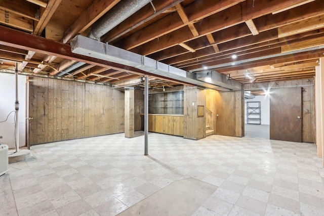1445 17th Ave, Grafton, WI 53024 - basement with tile patterned floors and wooden walls