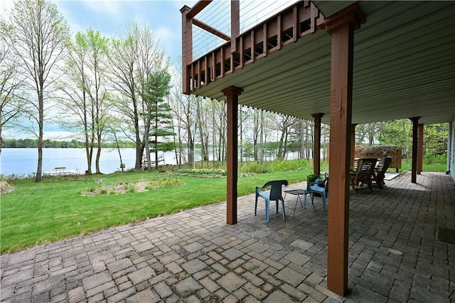 23075 Missionary Point Dr, Cable, WI 54821 - view of patio / terrace with a water view
