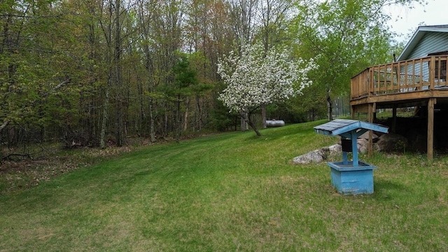 N9960 Meadowlark Ln, Crivitz, WI 54114 - view of green lawn with a deck
