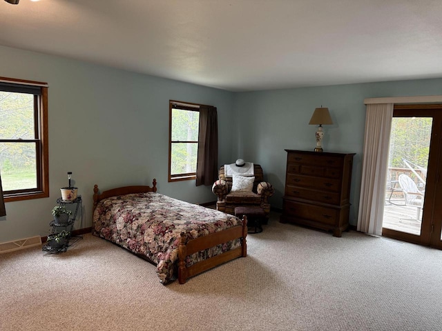 N9960 Meadowlark Ln, Crivitz, WI 54114 - carpeted bedroom featuring multiple windows, access to exterior, and baseboards