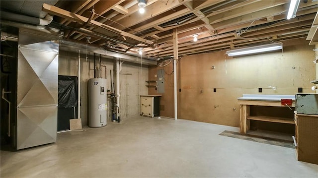 2504 E Princeton Ave, Eau Claire, WI 54703 - unfinished basement featuring electric water heater, a workshop area, and electric panel