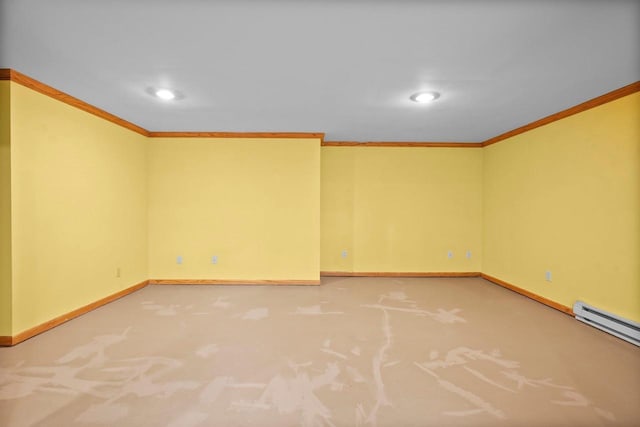 308 Maple Dr, Mount Horeb, WI 53572 - spare room featuring crown molding, baseboards, recessed lighting, and carpet floors