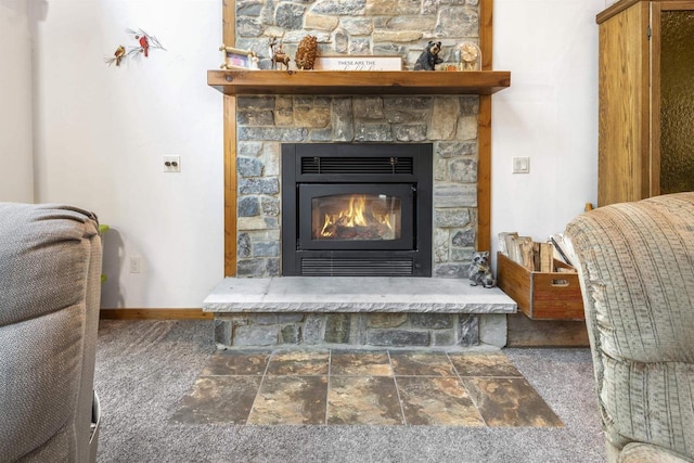 9232 W Lake Dr, Pound, WI 54161 - detailed view of a fireplace and baseboards