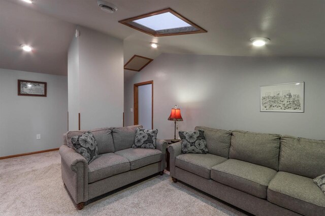 N4618 State Road 49, Waupaca, WI 54981 - living room with light colored carpet, lofted ceiling, and baseboards