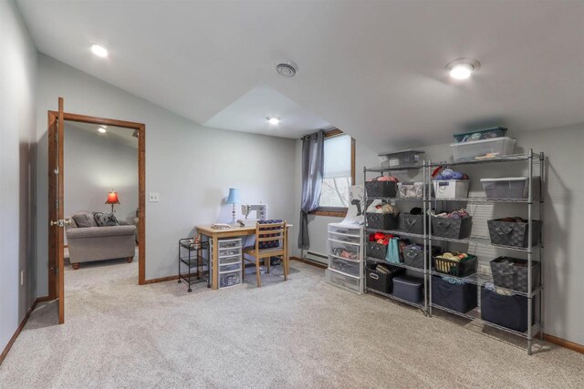 N4618 State Road 49, Waupaca, WI 54981 - office space featuring carpet floors, a baseboard radiator, and baseboards