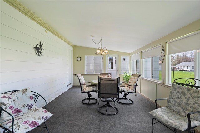 1408 S Hemlock Ave, Marshfield, WI 54449 - sunroom / solarium featuring a chandelier and lofted ceiling