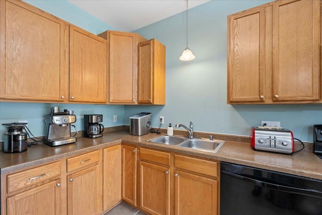 1119 Enterprise Dr, Verona, WI 53593 - kitchen featuring black dishwasher, a sink, and pendant lighting