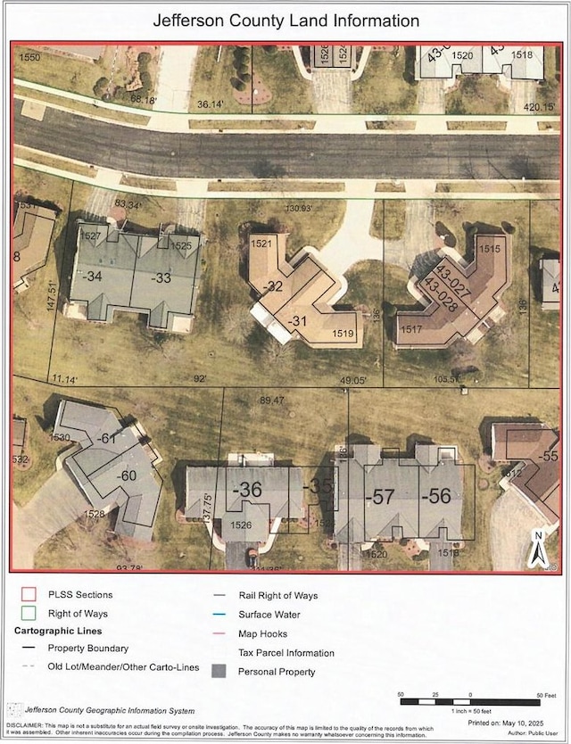 1521 Raveen St, Fort Atkinson, WI 53538 - aerial overview of property's location with property parcel outlined