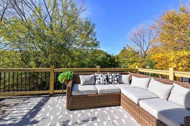 7113 N Navajo Ave, Glendale, WI 53217 - wooden deck featuring an outdoor hangout area
