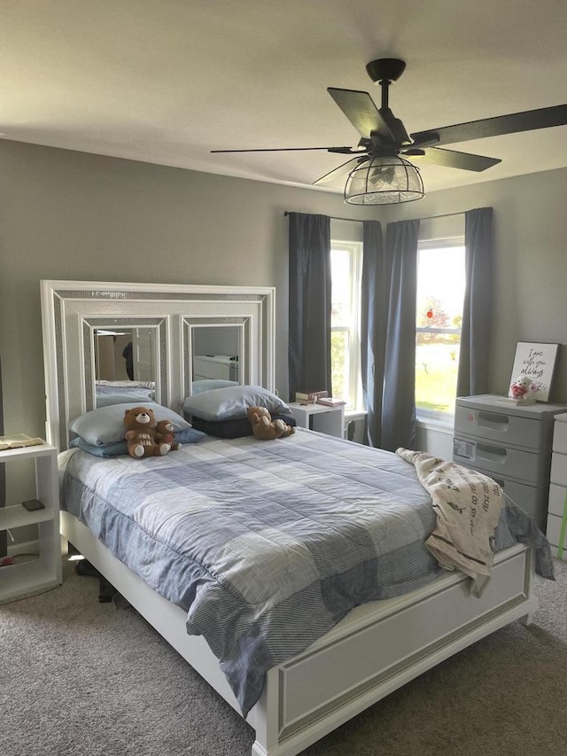 425 Champlain Dr, Johnson Creek, WI 53038 - bedroom featuring carpet flooring and ceiling fan