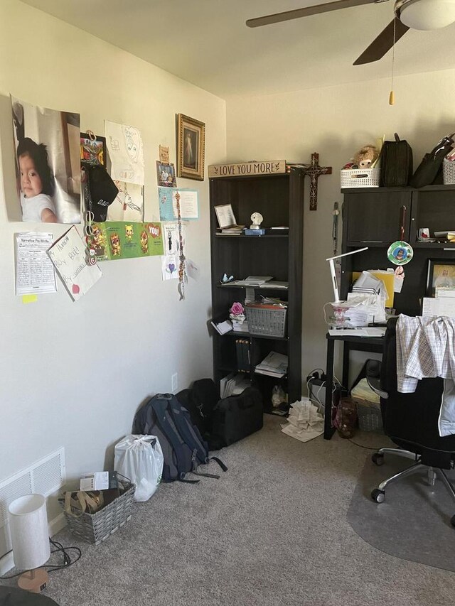 425 Champlain Dr, Johnson Creek, WI 53038 - office area with a ceiling fan and carpet