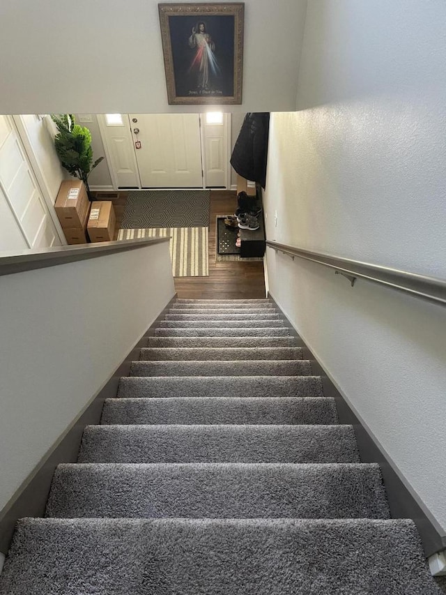 425 Champlain Dr, Johnson Creek, WI 53038 - stairs featuring wood finished floors