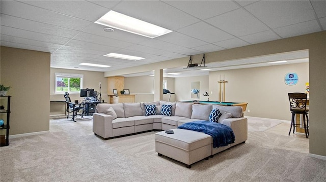 2649 W Menomonie St, Eau Claire, WI 54703 - living area with carpet, a drop ceiling, pool table, and baseboards