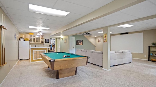 2649 W Menomonie St, Eau Claire, WI 54703 - playroom featuring light carpet, bar area, pool table, baseboards, and a drop ceiling