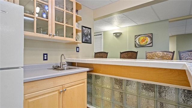 2649 W Menomonie St, Eau Claire, WI 54703 - bar area featuring freestanding refrigerator, a drop ceiling, and a sink