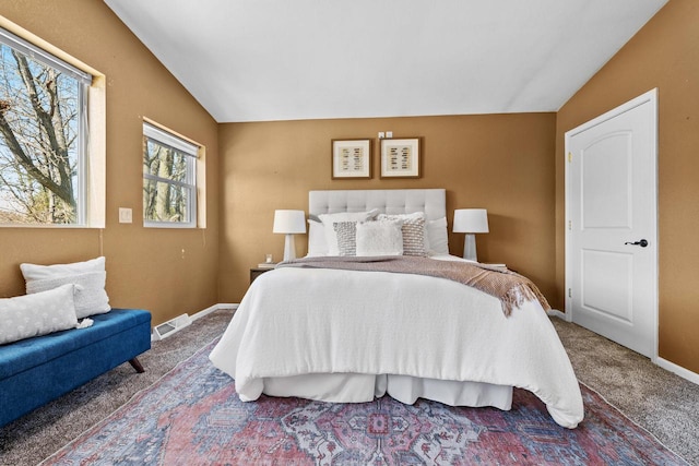 252 Willow Dr, Hartland, WI 53029 - bedroom with vaulted ceiling, carpet flooring, and baseboards