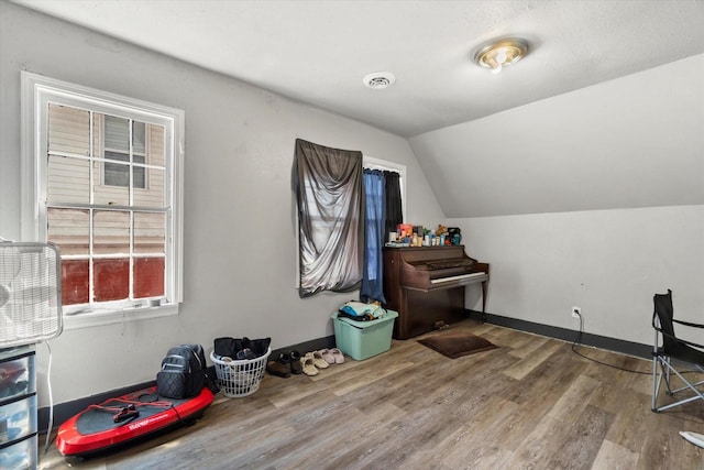 1341 S Layton Blvd Unit 1343, Milwaukee, WI 53215 - additional living space featuring wood finished floors, lofted ceiling, and baseboards