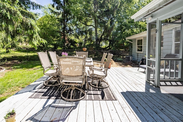 N56W27528 Lisbon Rd, Lisbon, WI 53089 - deck featuring outdoor dining area, view of scattered trees, and a yard