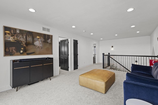 536 Sunrise Bay Rd, Neenah, WI 54956 - living room featuring light carpet, recessed lighting, and baseboards