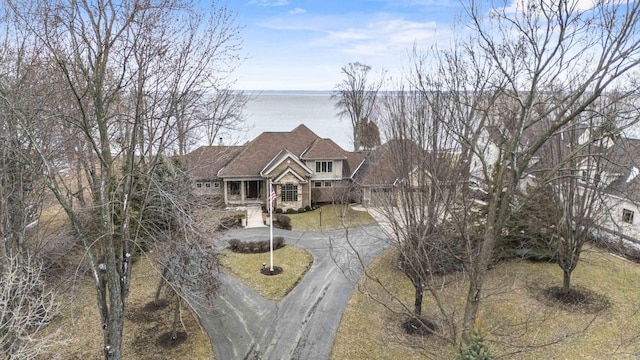 536 Sunrise Bay Rd, Neenah, WI 54956 - view of front of house with asphalt driveway and a water view