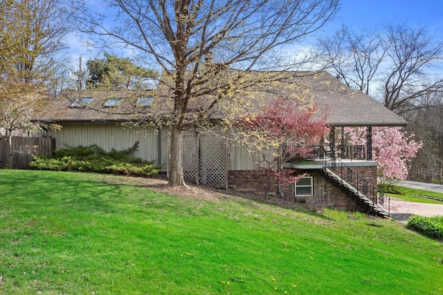 1401 Scenic Dr, Hubertus, WI 53033 - view of front of property featuring stairway, roof with shingles, and brick siding