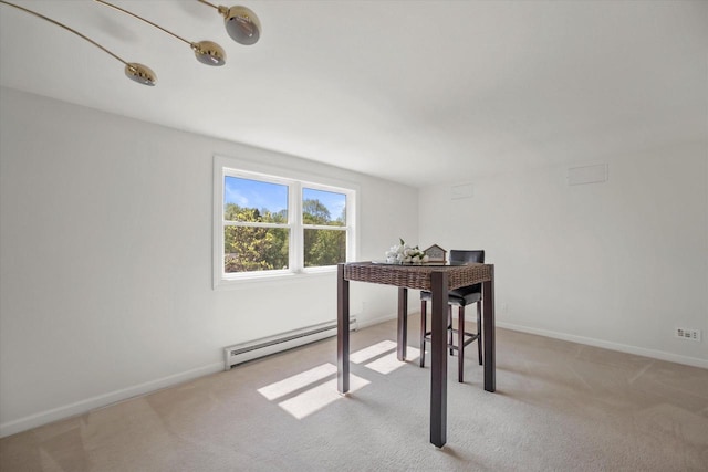 1401 Scenic Dr, Hubertus, WI 53033 - office featuring baseboard heating, carpet floors, and baseboards