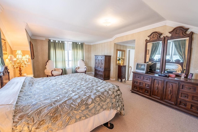 1226 Lake St, White Lake, WI 54491 - bedroom with light colored carpet and crown molding