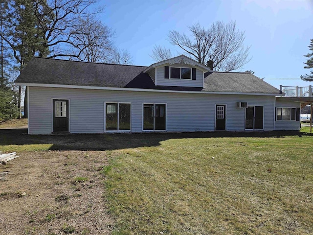 1226 Lake St, White Lake, WI 54491 - rear view of house featuring a yard, a chimney, and a wall mounted AC