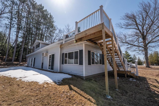 1226 Lake St, White Lake, WI 54491 - view of side of home featuring stairway and a deck