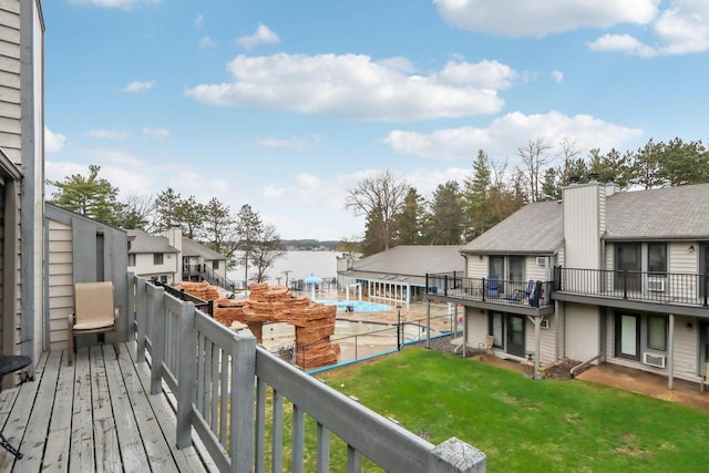1093 Canyon Rd Unit 508, Wisconsin Dells, WI 53965 - view of wooden balcony featuring a deck and view of pool