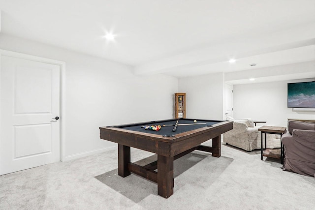 W139S9977 Jay Dr, Muskego, WI 53150 - game room with light carpet, pool table, recessed lighting, and baseboards
