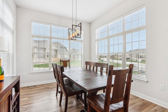 W139S9977 Jay Dr, Muskego, WI 53150 - dining room featuring a chandelier, baseboards, and light wood finished floors