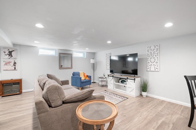 1201 Redwood Dr, Green Bay, WI 54304 - living area with recessed lighting, light wood-type flooring, and baseboards