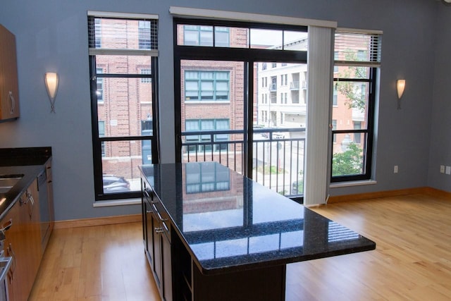 615 W Main St Unit 205, Madison, WI 53703 - doorway to outside featuring light wood finished floors and baseboards