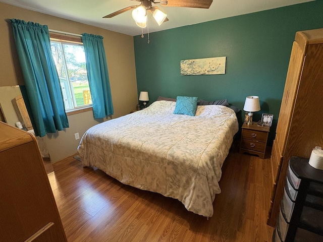 121 W Clark St, Plainfield, WI 54966 - bedroom featuring wood finished floors and ceiling fan