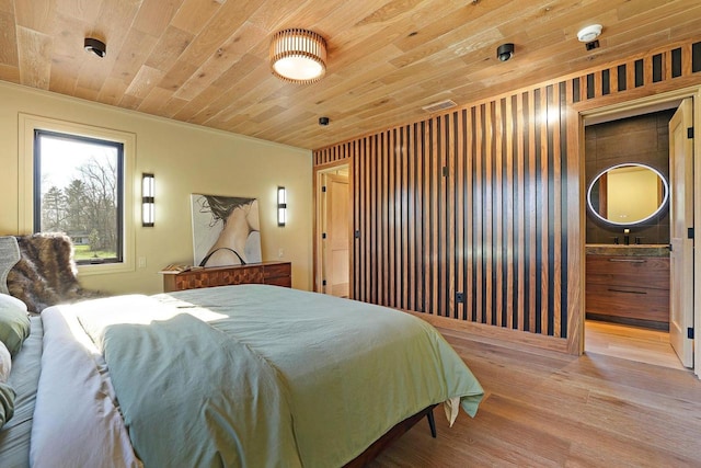 W4310 33rd St, Necedah, WI 54646 - bedroom with wooden ceiling, wood finished floors, and ornamental molding