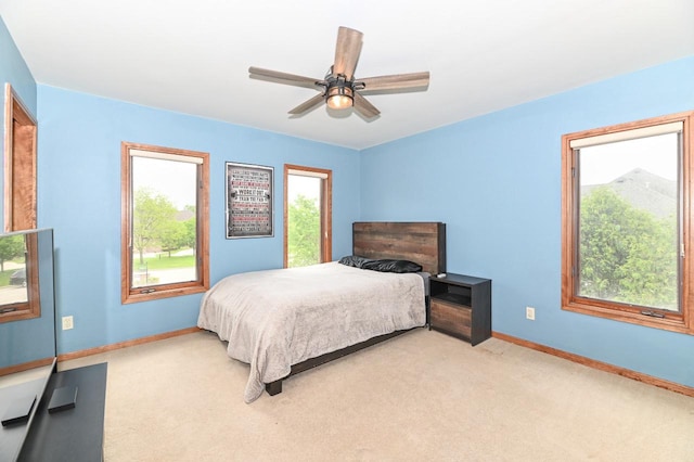 7601 S Cambridge Dr, Franklin, WI 53132 - bedroom featuring light carpet, baseboards, and a ceiling fan
