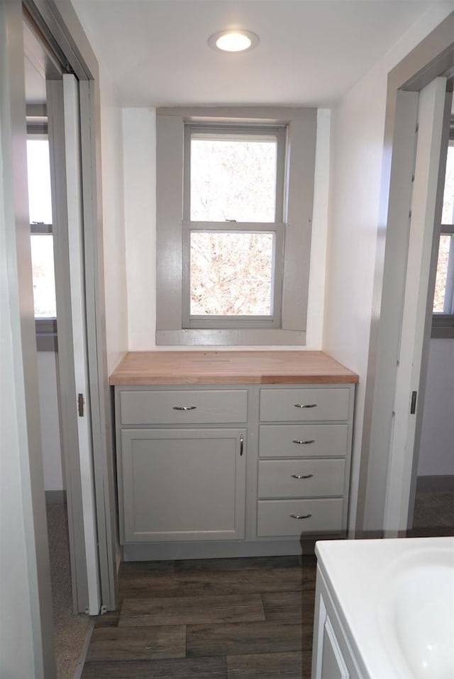 501 N Prospect St, Merrill, WI 54452 - bathroom featuring vanity, plenty of natural light, wood finished floors, and recessed lighting