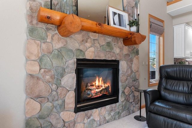 W6928 Westwood Dr, Fond Du Lac, WI 54937 - detailed view of a fireplace, carpet floors, and baseboards