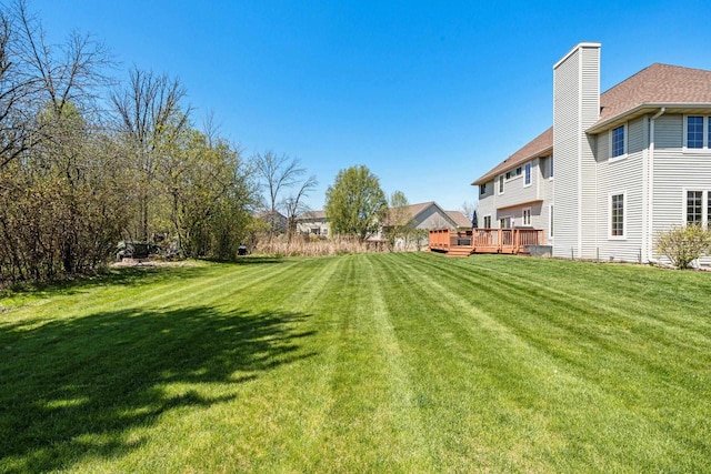 W6928 Westwood Dr, Fond Du Lac, WI 54937 - view of green lawn with a wooden deck