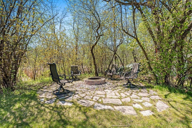 W6928 Westwood Dr, Fond Du Lac, WI 54937 - view of yard featuring an outdoor fire pit and a patio area