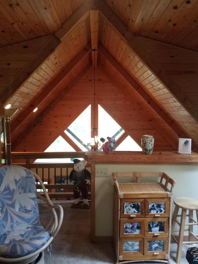 23540 State Highway 13, Cornucopia, WI 54827 - bonus room with wooden ceiling and carpet floors