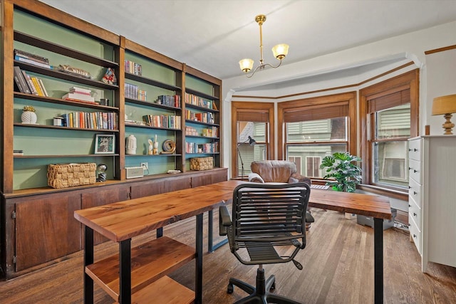 2837 N Marietta Ave, Milwaukee, WI 53211 - office area with a chandelier and wood finished floors