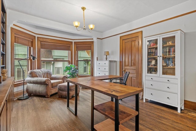 2837 N Marietta Ave, Milwaukee, WI 53211 - office space with dark wood-style flooring and a chandelier