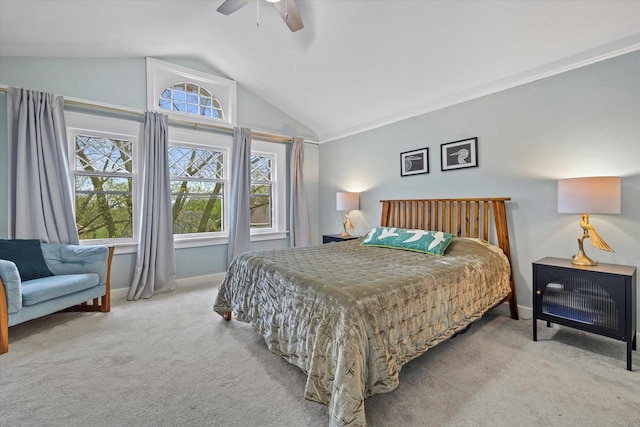 2837 N Marietta Ave, Milwaukee, WI 53211 - bedroom with vaulted ceiling, carpet flooring, baseboards, and ceiling fan