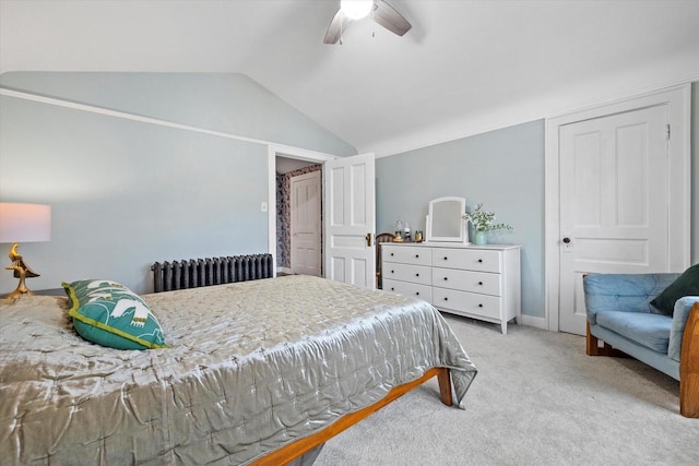 2837 N Marietta Ave, Milwaukee, WI 53211 - carpeted bedroom with radiator, vaulted ceiling, and a ceiling fan