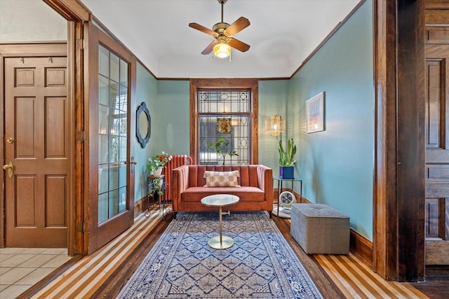 2837 N Marietta Ave, Milwaukee, WI 53211 - sitting room featuring wood finished floors, ceiling fan, and baseboards