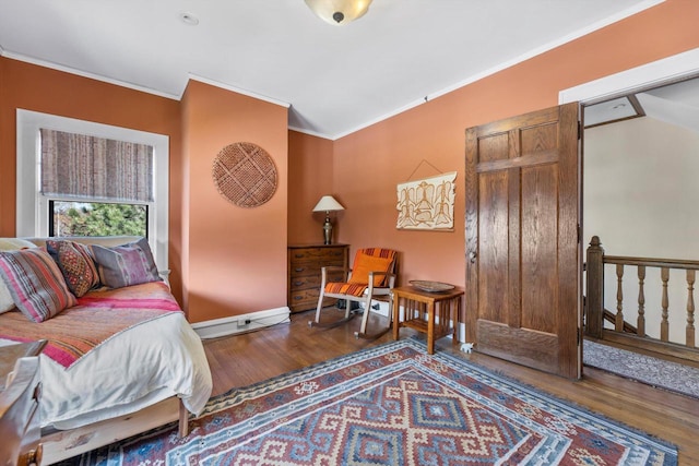 304 16th St, Racine, WI 53403 - bedroom featuring ornamental molding, wood finished floors, and baseboards